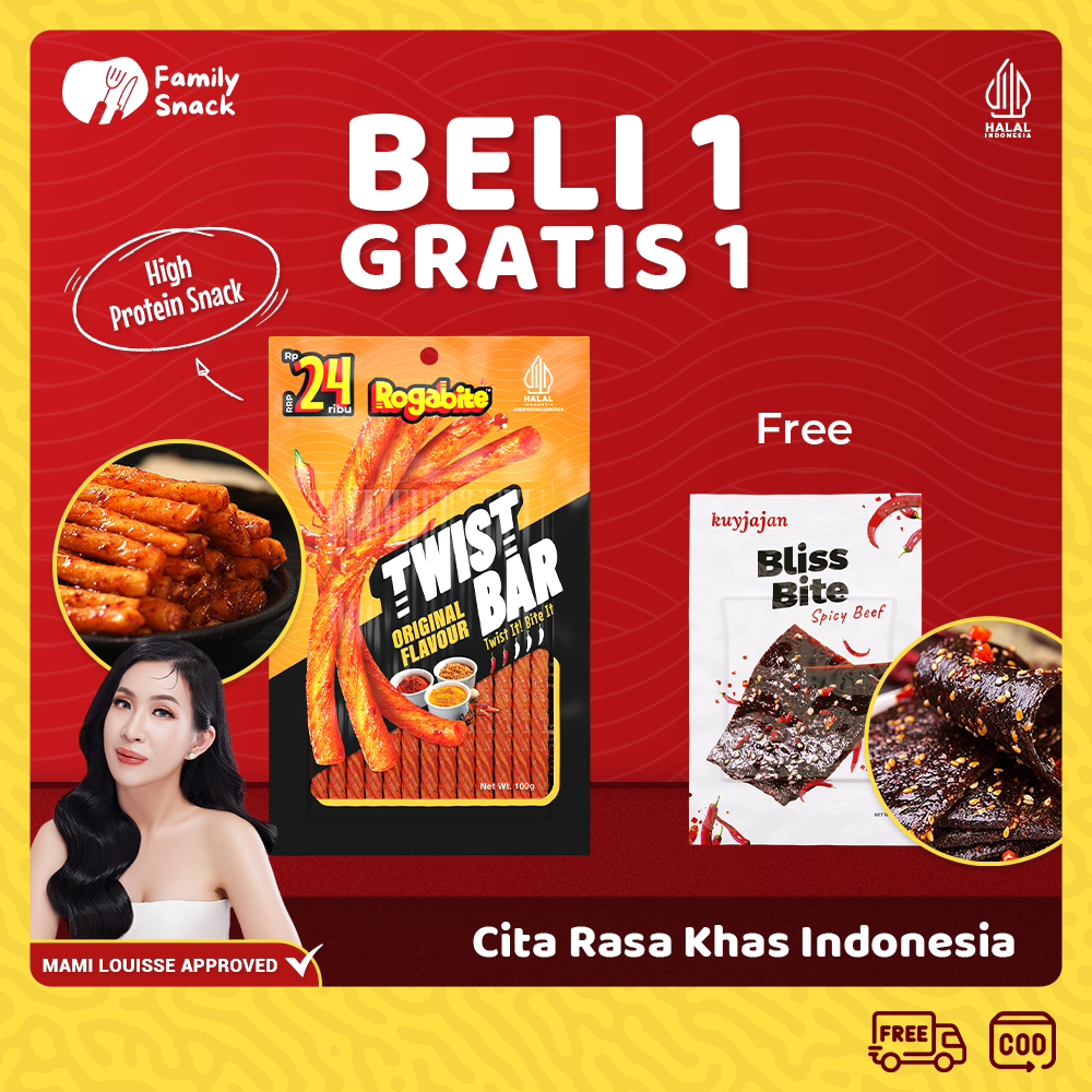

Rogabite x Mami Louisse - Family Snack Twist Bar [Buy 1 Get 1] Free Bliss Bite | Snack Bundle | Camilan Makanan Ringan Tinggi Protein | Latiao Halal