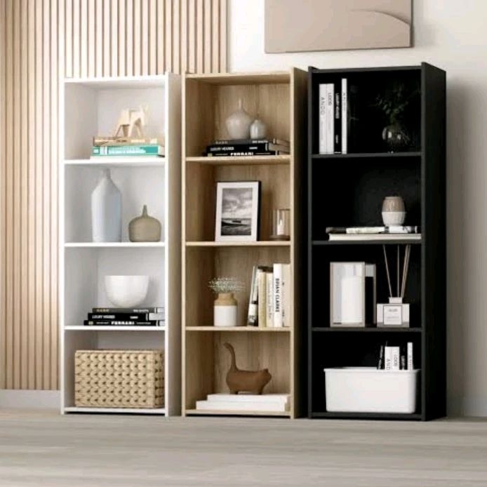 Rak buku rak susun rak serbaguna rak helm rak mainan rak 4 susun kayu murah