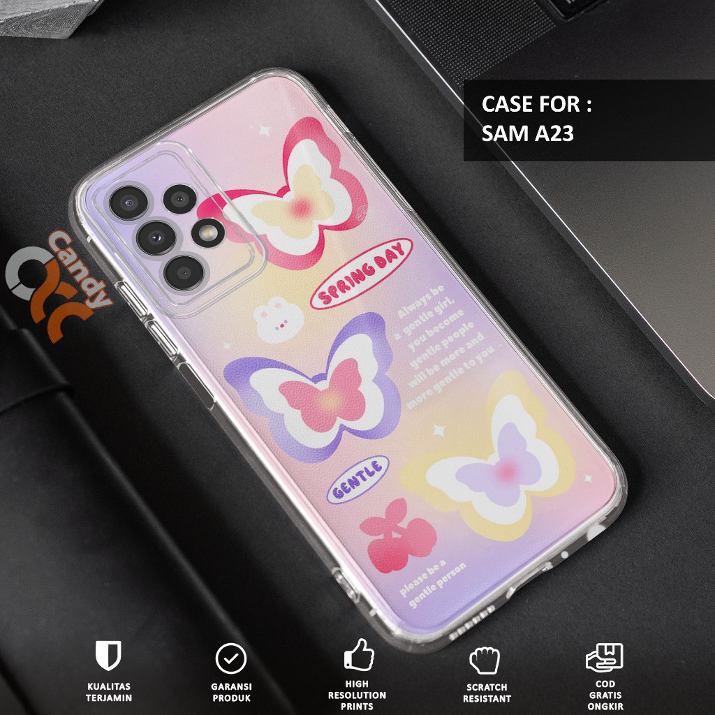 Case SAMSUNG A23 - Casing SAMSUNG A23 Motif BUTTERFLY - Softcase Premium Fourside - Bening Transpara
