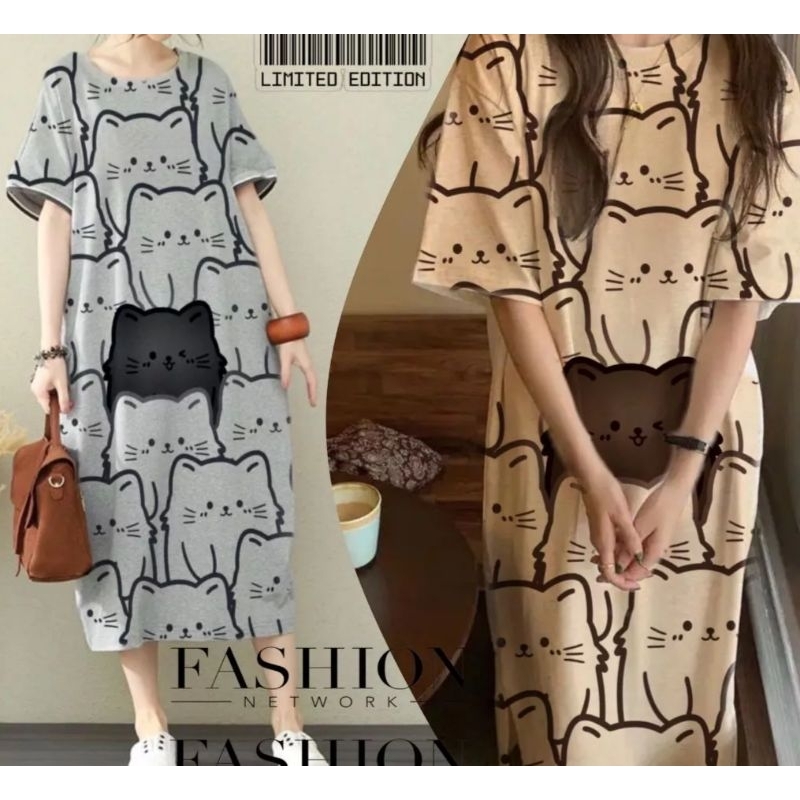 Midi dress daster kaos oversize daster jumbo dress jumbo