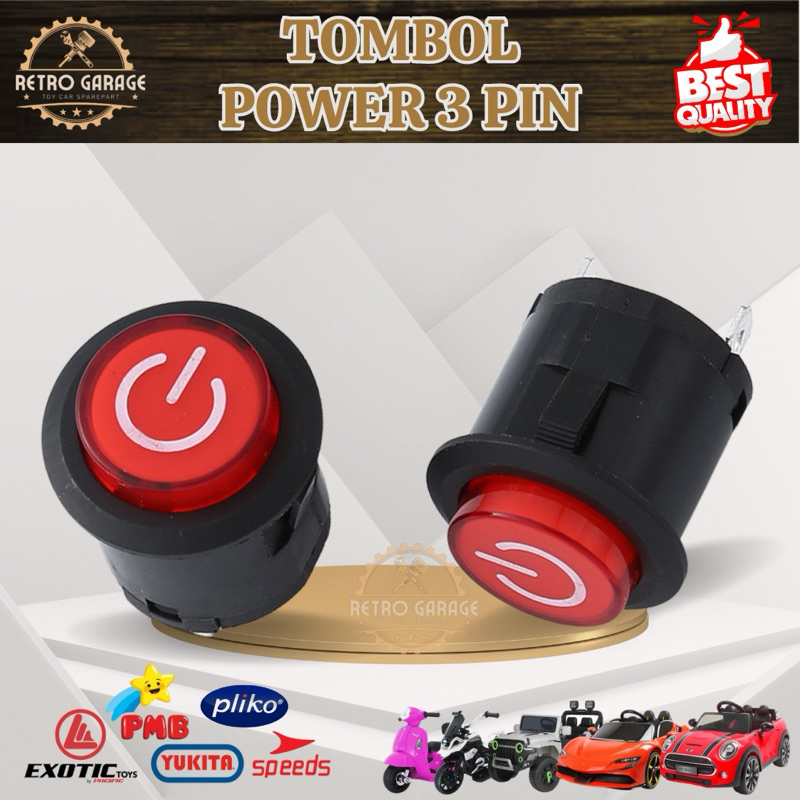 TOMBOL ON/OFF  MOBIL MOTOR  AKI MAINAN ANAK REMOTE CONTROL