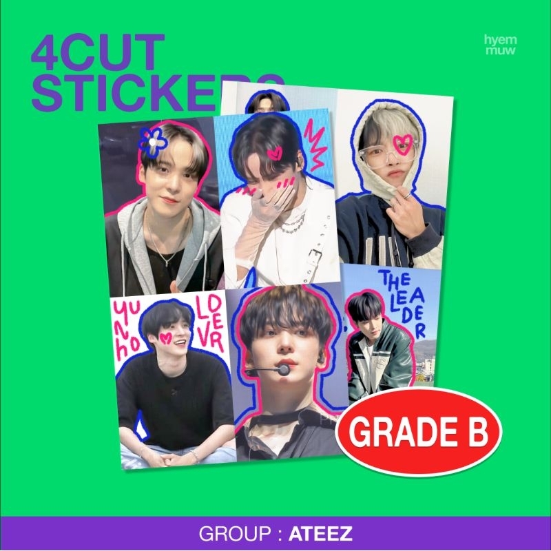 

(GRADE B) ATEEZ 4 CUT STICKERS