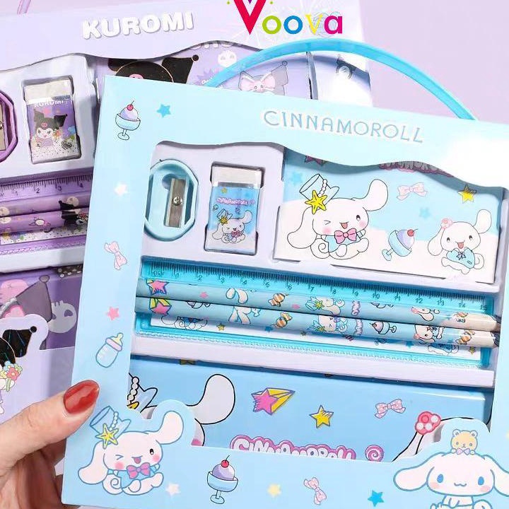 

TERLARIS VOOVA Set Alat Tulis Kotak Pensil Anak Set 7 in 1 Stationery Untuk Hadiah Anak Sekolah Sanrio Alat Tulis Set Kotak Pensil Karakter Kuromi Set ATK Lucu dan Murah