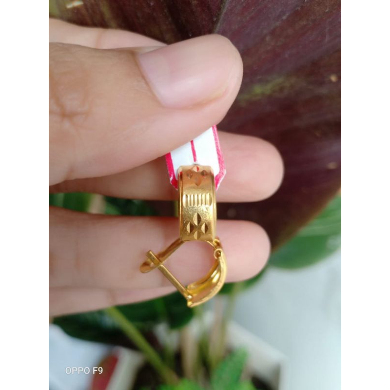 anting jepit dewasa bahan perak lapis emas 22 karat