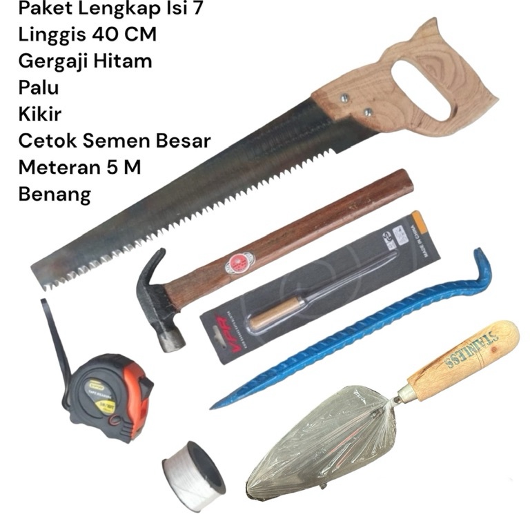 Kejutan Terbesar Paket Lengkap Alat Pertukangan Isi 7  Alat Tukang Bangunan  Peralatan Tukang