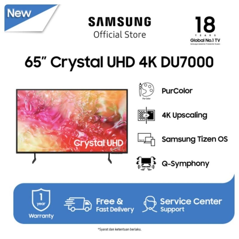 TV Samsung 65inch UA65DU7000 4K UHD Crystal Smart TV