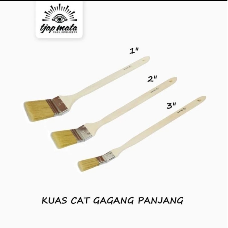 Tjap Mata kuas Radiator Gagang Panjang Bengkok 1 2 3 inch Kuas Cat Kuas Serbaguna