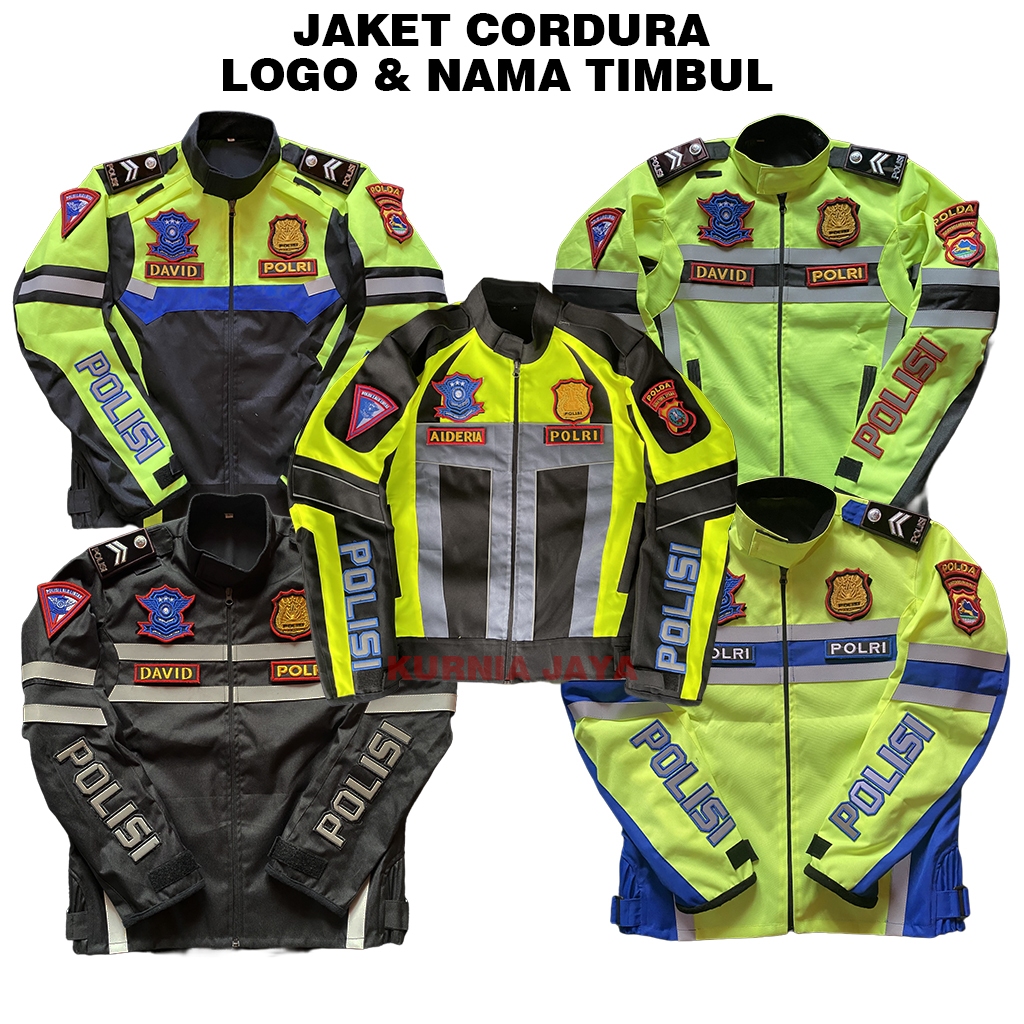 Jaket Polisi Lantas Patwal Touring Bahan Cordura Hijau Stabilo Hitam Terbaru