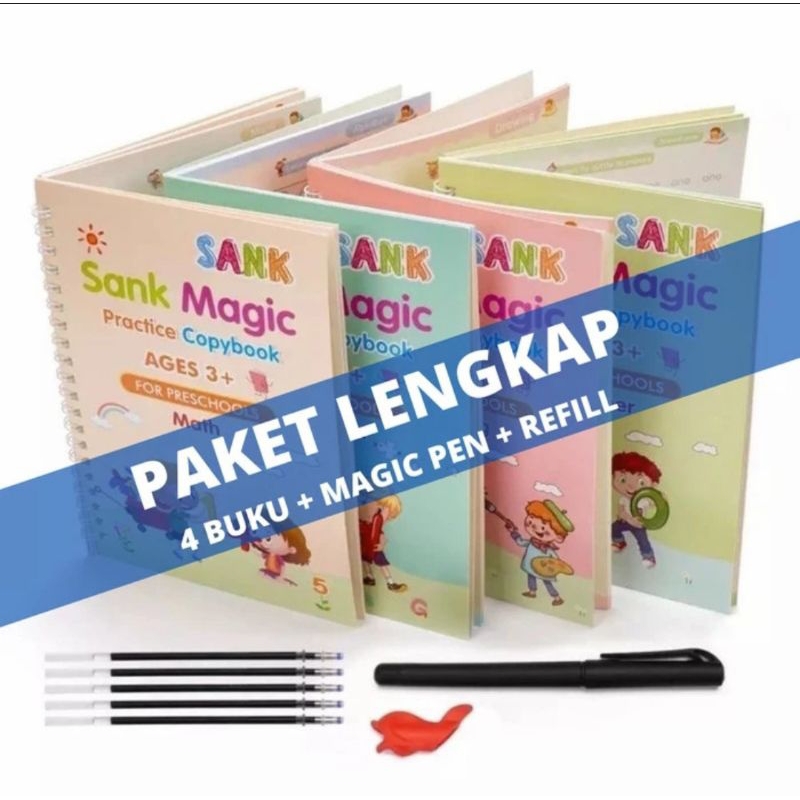 

sank magic book buku ajaib belajar anak 1 set isi 4 buku + 1 pulpen