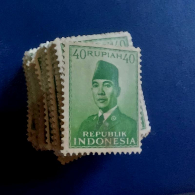 Perangko Indonesia SERI SOEKARNO 40 RUPIAH Original Asli Kartu Pos Jadul