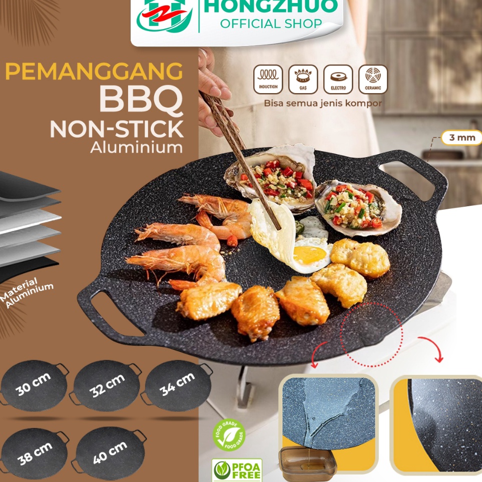 Paling Murah  Hongzhuo Alat pemanggang  Tempat pemanggang bulat BBQ Piring pemanggang diameter 32343