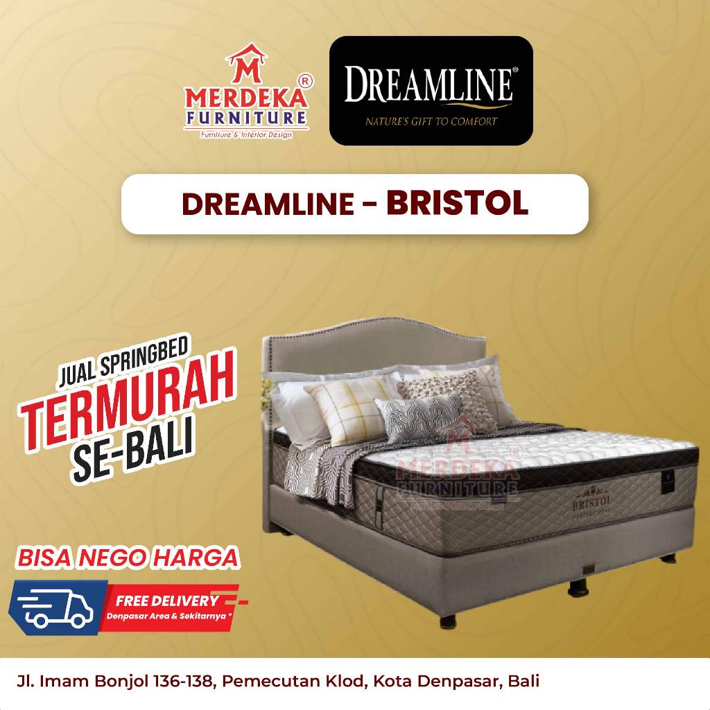 Kasur Springbed Dreamline Bristol 35 cm Plush Top - Medium Firm, 5 Zone Pocketed Coil, Memory Foam