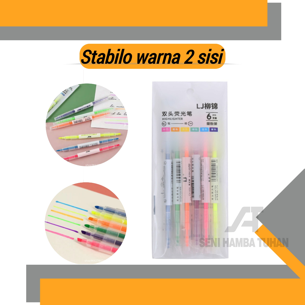 

STABILO PANJANG 6 WARNA 2 ARAH / STABILO WARNA WARNI / HIGHLIGHTER WARNA WARNI