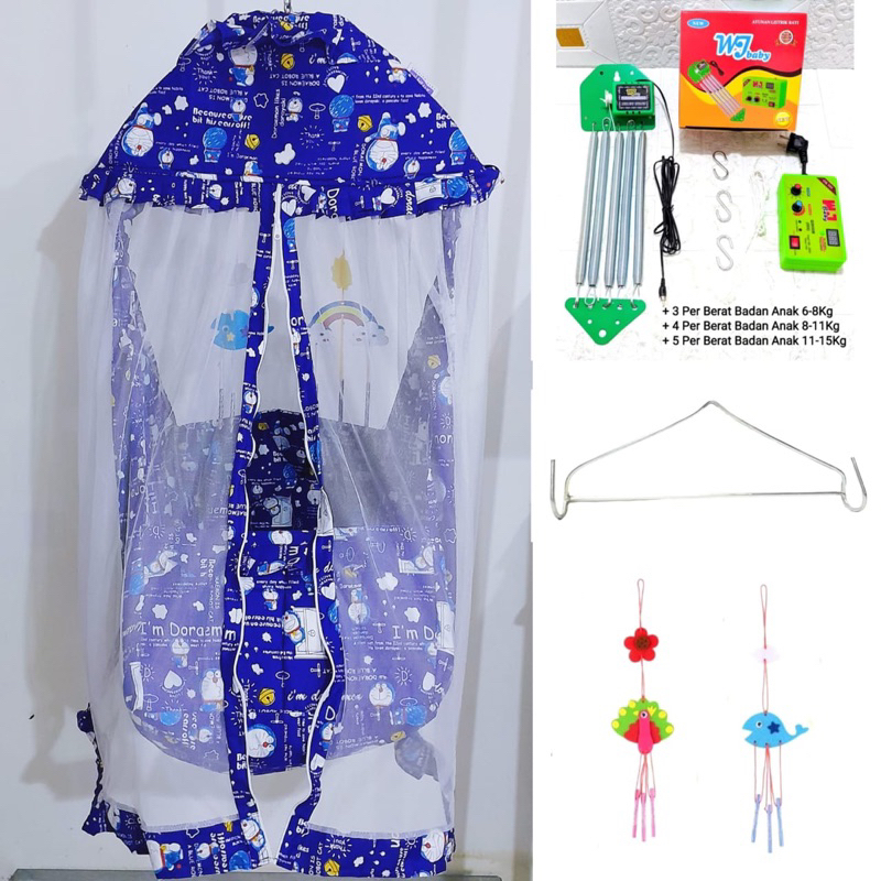 Paket Komplit Ayunan Listrik + Per 5 + Besi Hanger + Gantungan Mainan Bayi