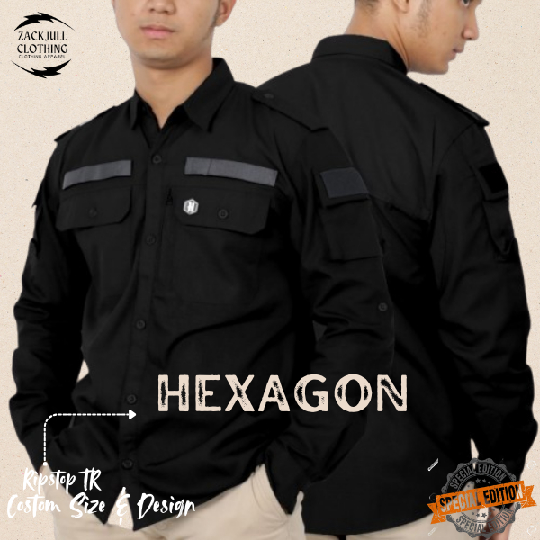 Kemeja Tactical Hexagon Original Lengan Panjang Baju Kantor Lapangan Reskrim Outdoor Activities