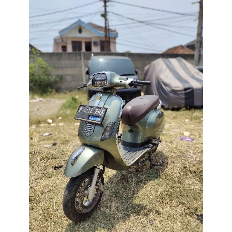 Motor Listrik Uwinfly T3 Hijau Army STNK BPKB / Molis Vespa / Motor Listrik model vespa / Molis Uwin