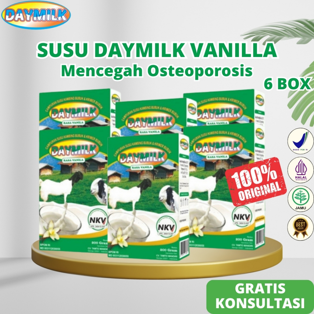

DAYMILK Vanilla 6 Box - Susu Kambing Etawa Mengatasi Nyeri Sendi Lutut Tulang Keropos Osteoporosis