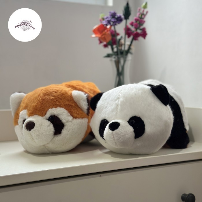Boneka Mainan Dua Karakter Panda Racoon Rakun Bolak Balik - Toys Doll