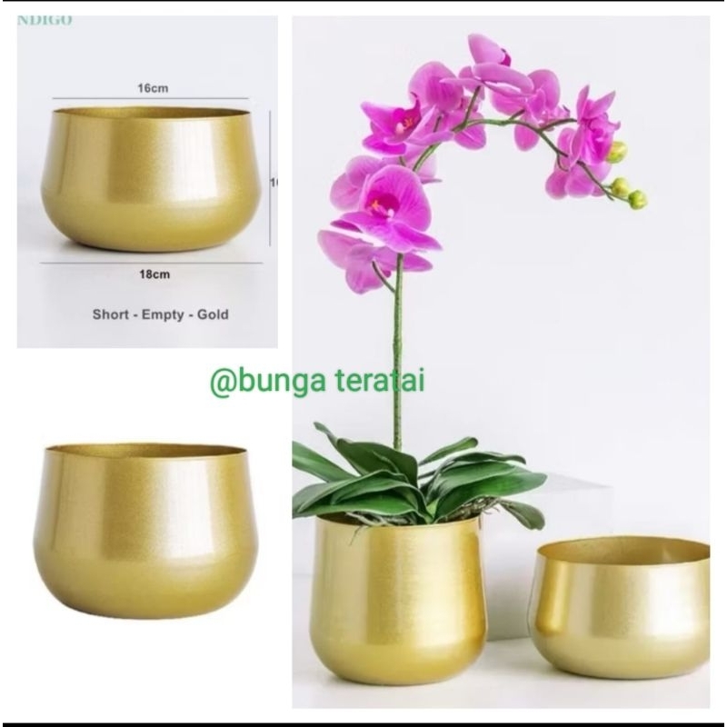 POT VAS LOGAM METAL ALUMINIUM BUKET BUNGA DEKORASI HIAS