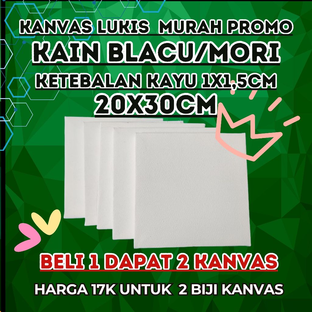 

kanvas lukis 20X30cm murah promo BELI 1 DAPAT 2 KANVAS, kain balcu/kain mori