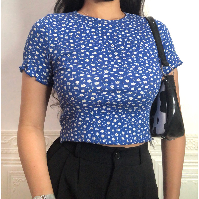 preloved floral h&m crop tee