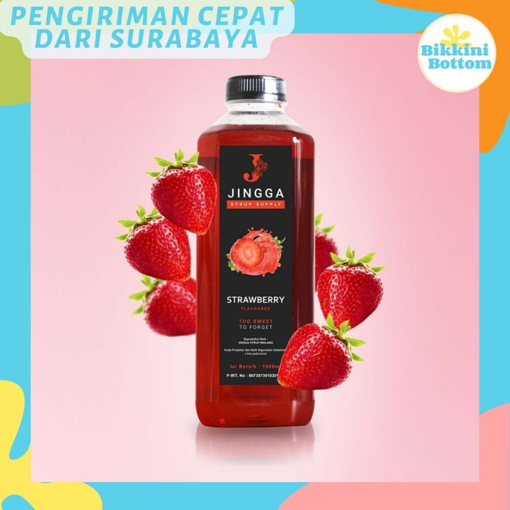 

JINGGA Strawberry Syrup 1000 ml - Sirup Flavour Strawberry Untuk Coffee Mocktail Cocktail