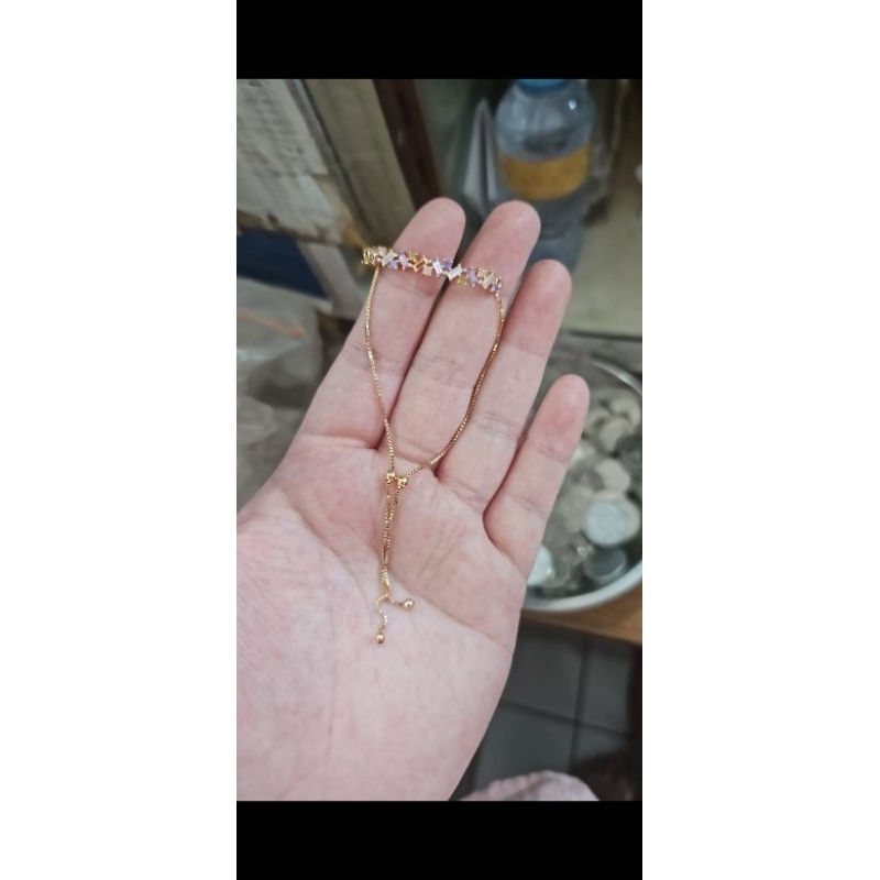 gelang mutiara simple tipis emas asli 750 75% 17k