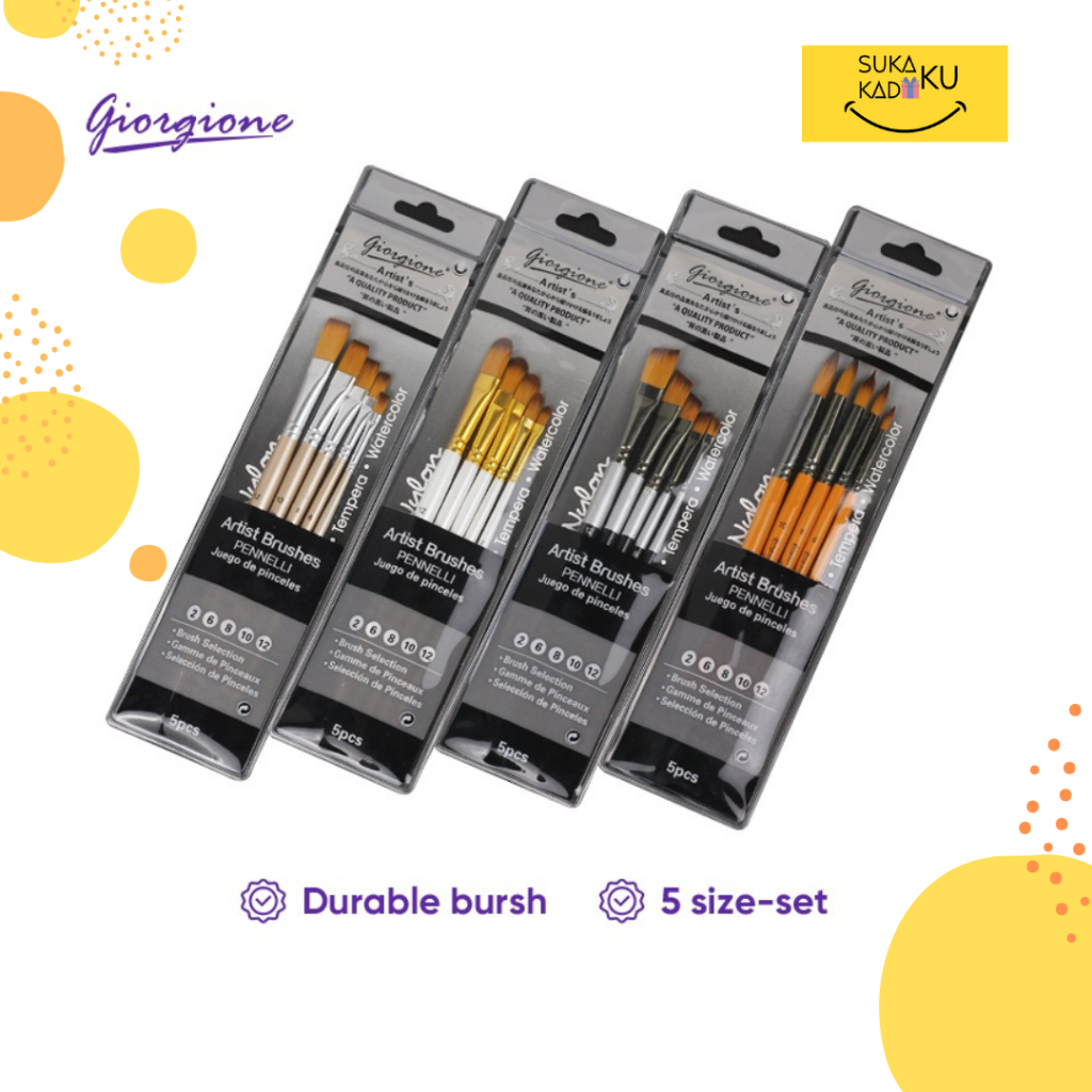 

GIORGIONE KUAS LUKIS NYLON 5 PCS SET G-5050 (SIZE 2,6,8,10,12)