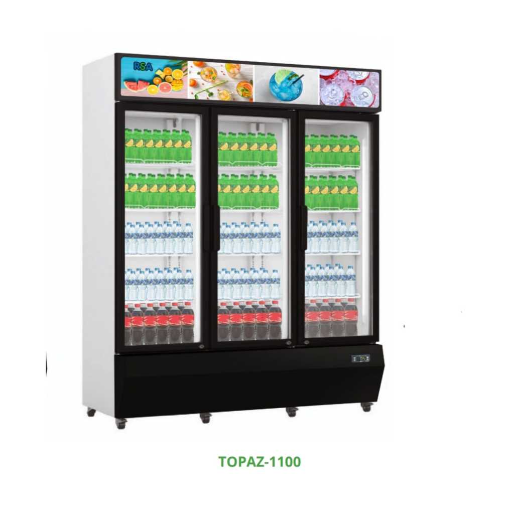 RSA TOPAZ-1100 / TOPAZ1100 Display Cooler 1065 Liter 555 Watt 12 Rak SHOWCASE RSA 3 PINTU