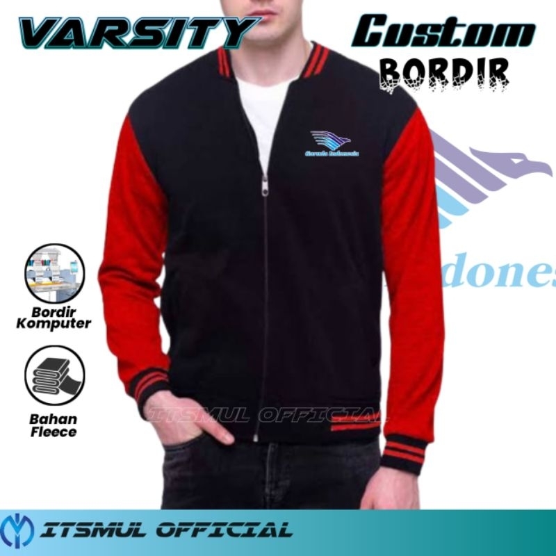 Jaket Varsity Baseball Garuda Indonesia Bordir Jaket Garuda Indonesia Bordir