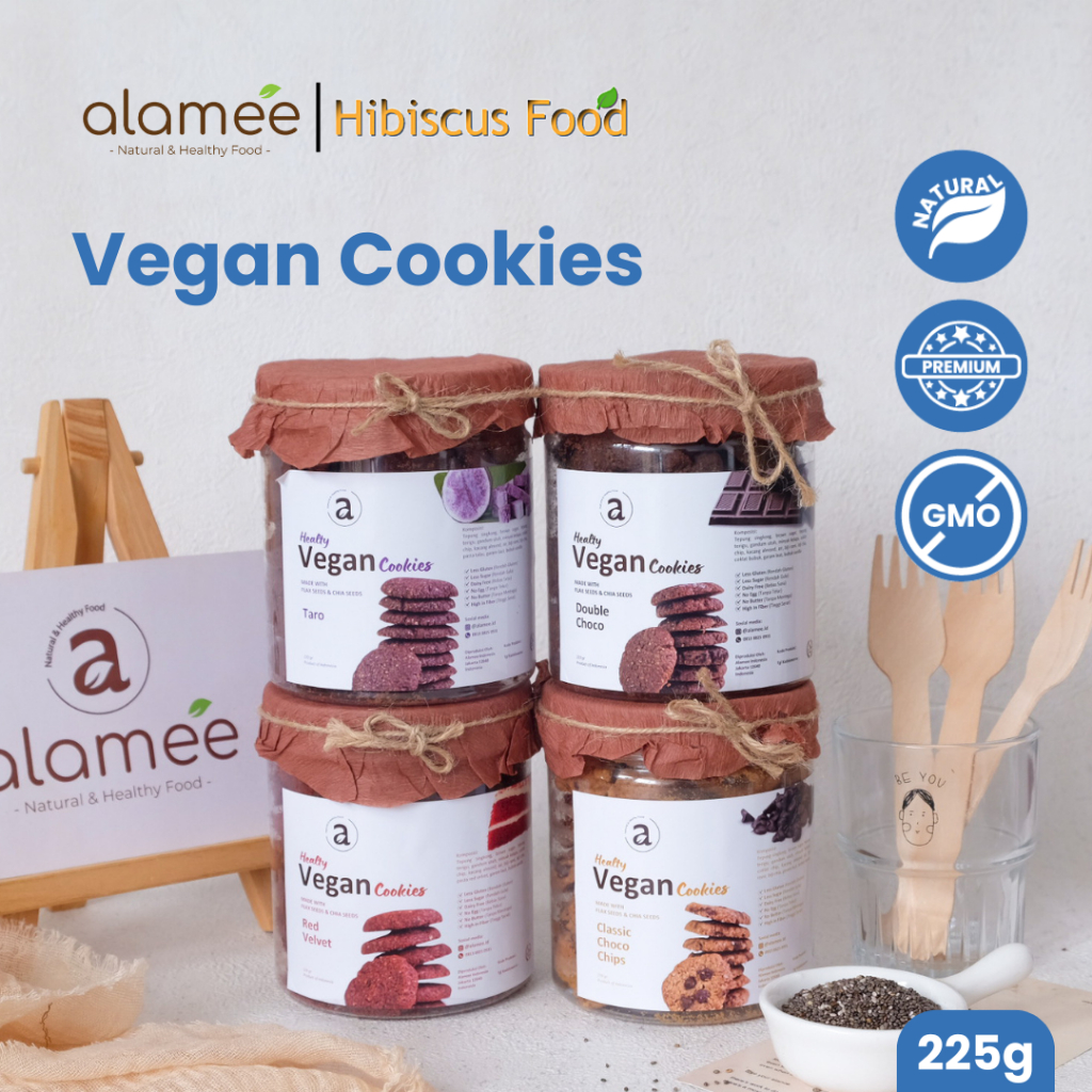

ALAMEE Cookies Diet - Red Velvet Kue Kering Cemilan Sehat Healthy Vegan Snack Sehat Less Sugar 220gr