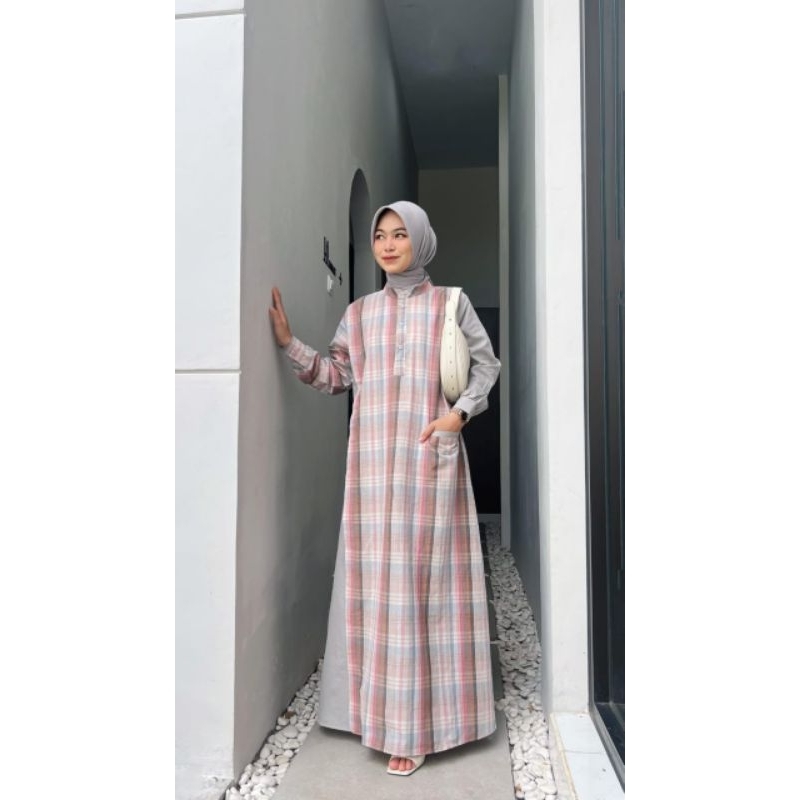 Athaya Gamis katun triset outfit Dress kekinian