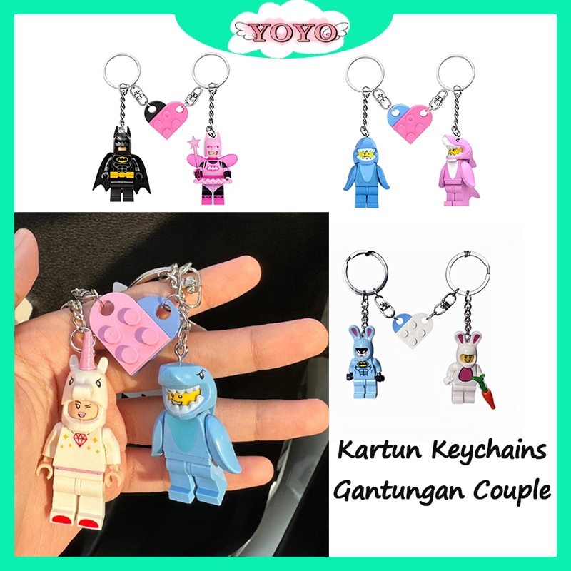 YOYO Keychain couple spiderman Minifigure Gantungan Kunci Couple/Couple Keychain Shark Unicorn