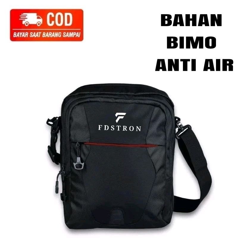Tas Selempang anti air Pria Wanita Fadistron zipper red  / Tas selempang
