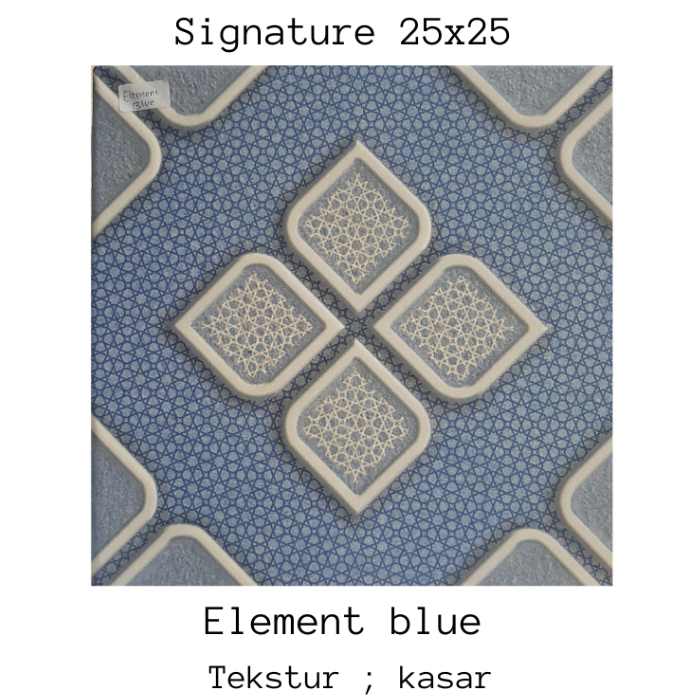 KERAMIK LANTAI KAMAR MANDI / KRAMIK LANTAI WC SIGNATURE 25X25 ELEMENT BLUE TEKSTUR KASAR