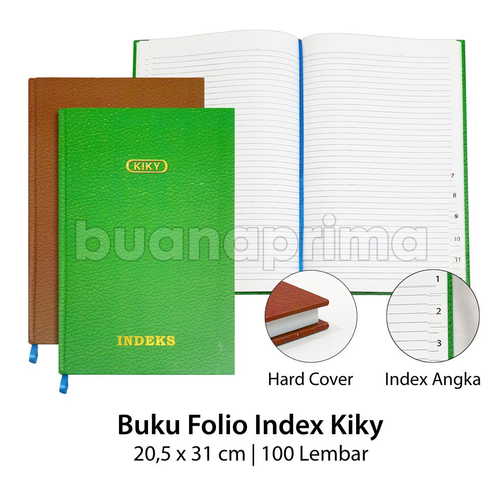 

Buku Folio Index Kiky Hard Cover 100 Lembar Pembukuan Bergaris F4 Index Angka