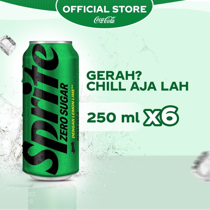 

Sprite Zero Lemon Lime Minuman Soda - Kaleng 250ml x 6 pcs