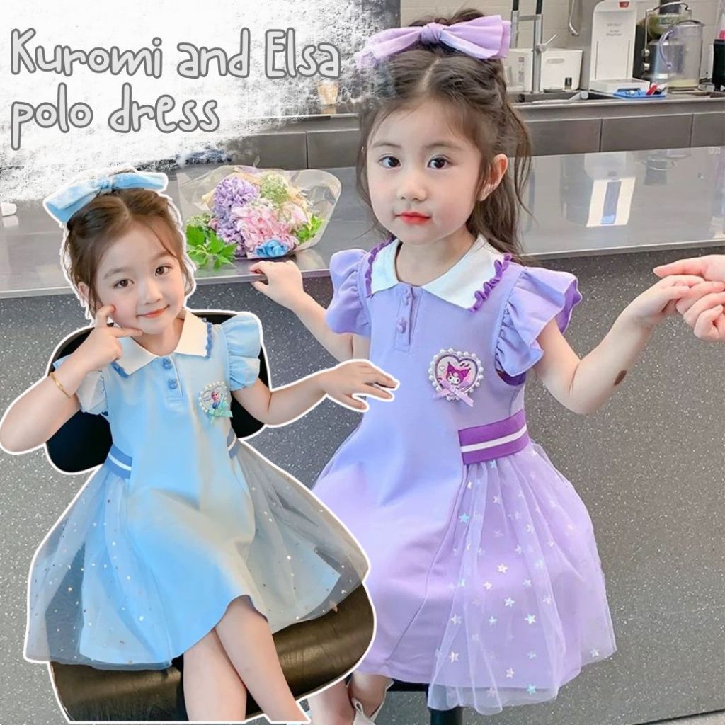 Kuromi Elsa Polo Dress | Dress Anak Perempuan | Dress Polo Anak Perempuan
