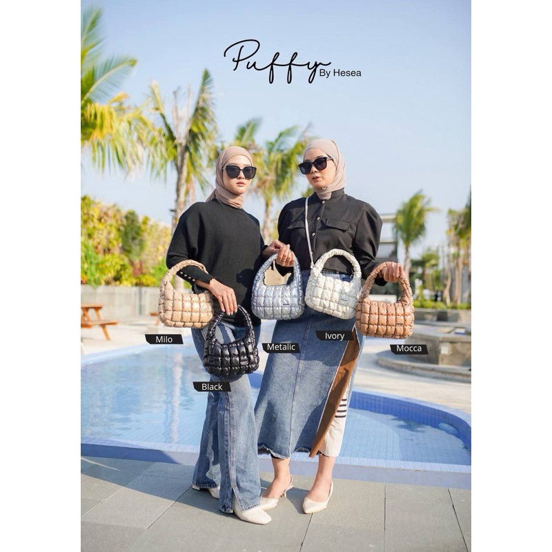 ZALFAASHA | Puffy Bag Silver | Tas wanita 2 in 1 By Hesea