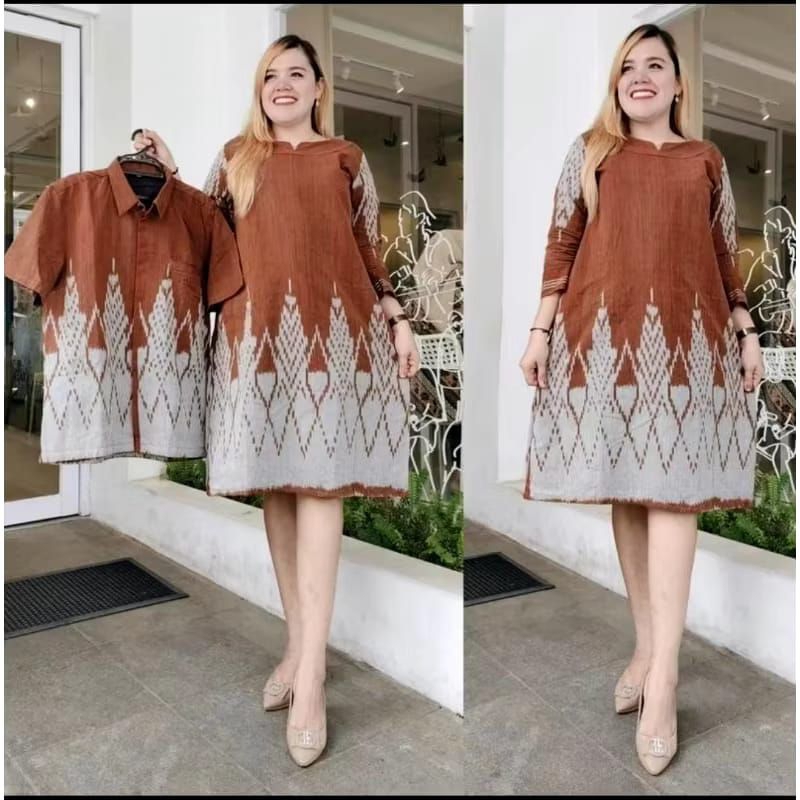 BAJU SET COUPLE KEMEJA DRES TUNIK TENUN TROSO JEPARA