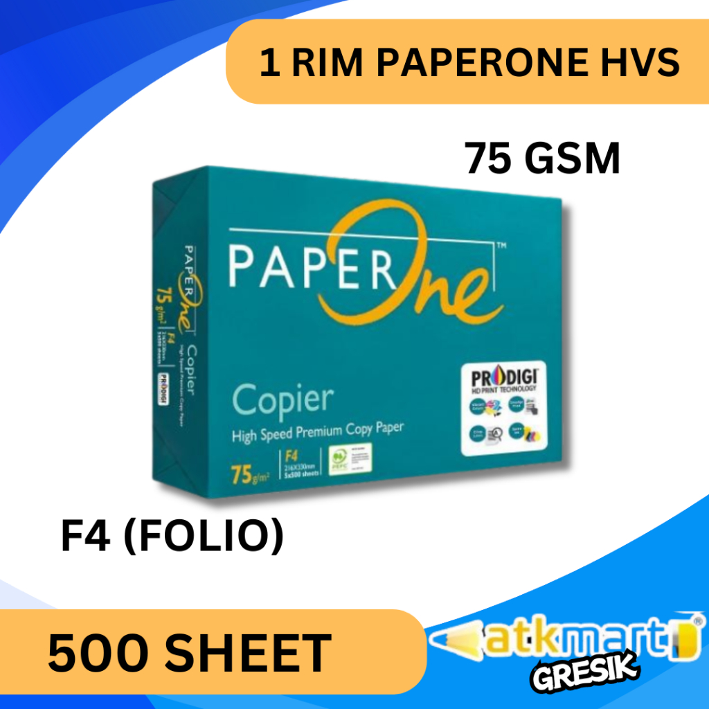 

KERTAS HVS PAPERONE F4 FOLIO 75 GSM 1 RIM 500 LEMBAR KERTAS FOTOCOPY KERTAS PRINT FOTOKOPI MURAH