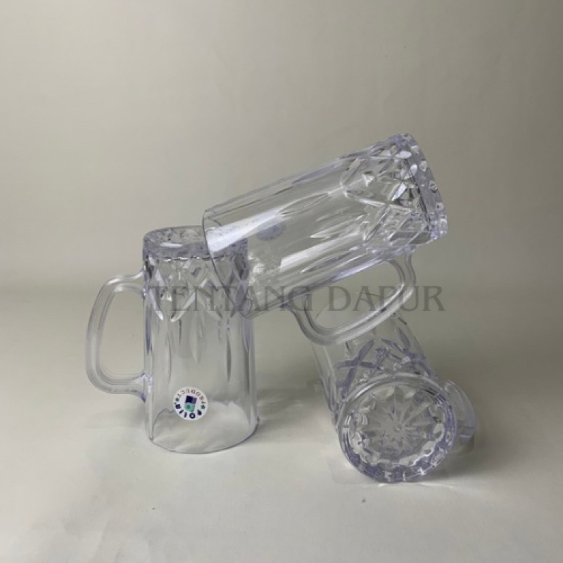 (6 pcs) GELAS CANGKIR POLIN PLASTIK BENING, Ukuran (400 ml) (GL-16), Gelas Kristal Bening, Cangkir P