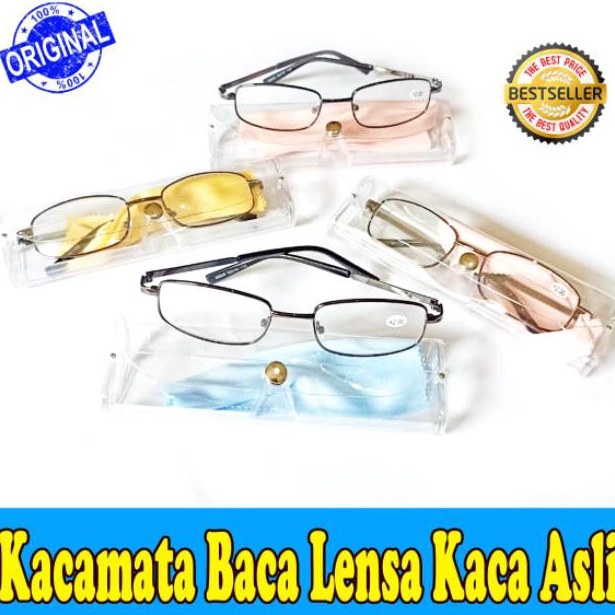 Kualitas Bagus KACAMATA BACA LENSA PLUS BAHAN KACA ASLI MODEL PRIA WANITA