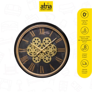 Atria Paras Jam Dinding Model Gear 50x50 CM Gold