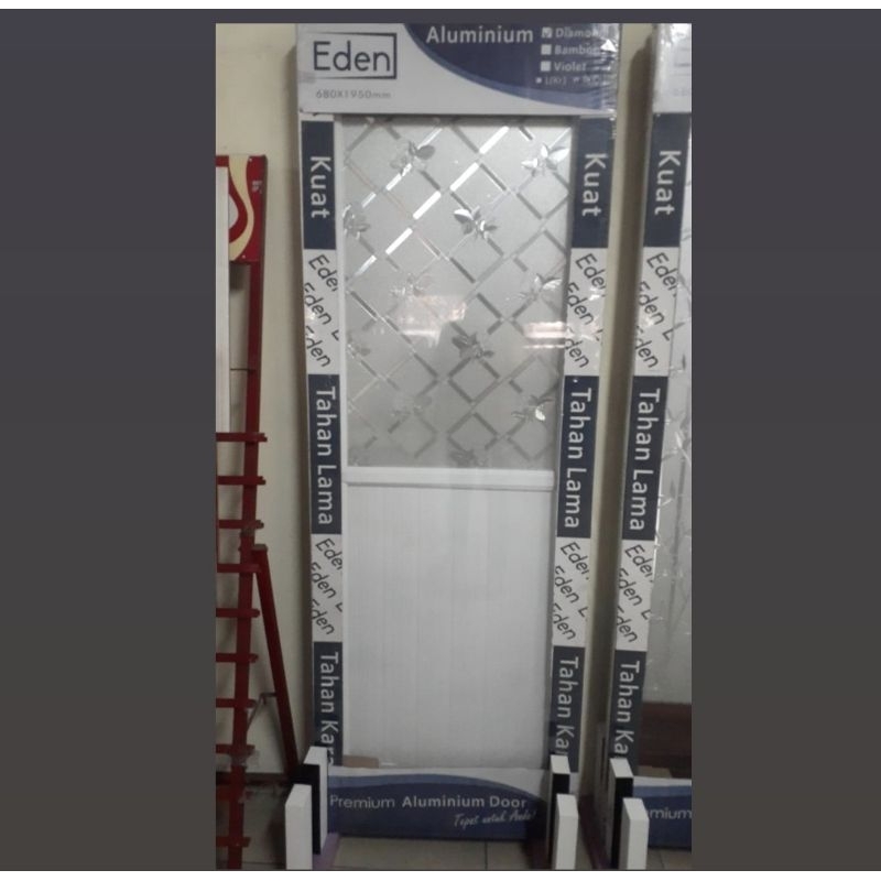 pintu kamar mandi aluminium alumunium putih white tebal Eden diamond 68x195cm