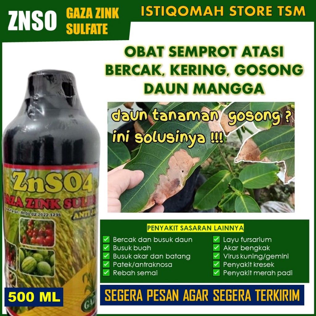 (MURAH) PUPUK ORGANIK TANAMAN MANGGA ANTI GOSONG DAUN, EMBUN JALAGA DAUN MANGGA - ZNSO4 PENGENDALI H