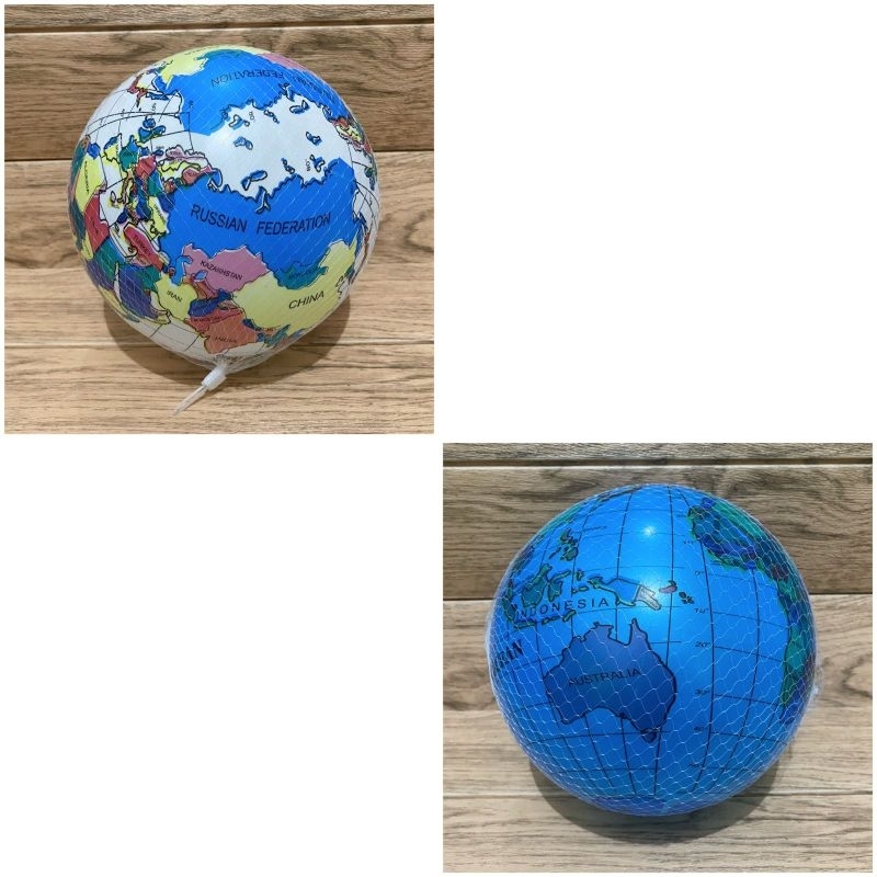Bola Karet Sepak Globe / bola karet motif Peta Dunia size 25cm