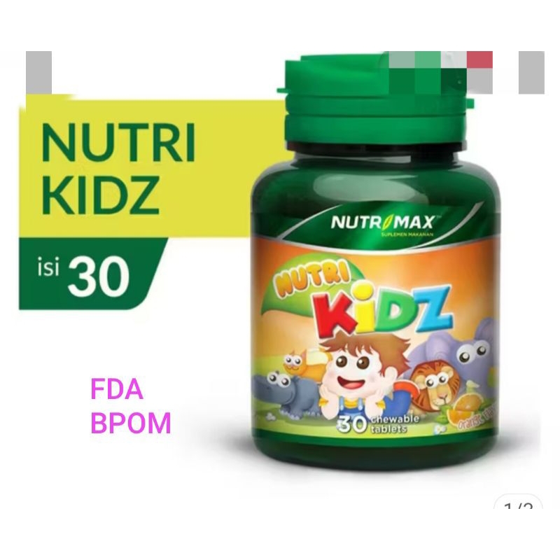 Nutrimaxkid isi Isi 30 tablet/ Multivitamin dan Mineral/ Dahan Tubuh/Vitamin Tablet kunyah Vitamin D