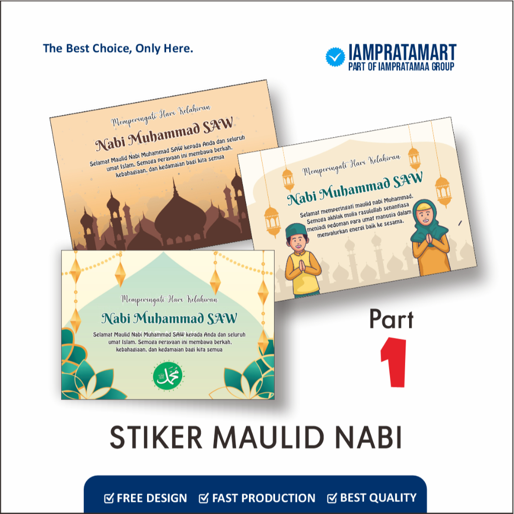 STICKER / KARTU UCAPAN MAULID NABI MUHAMMAD SAW MEMPERINGATI HARI KELAHIRAN STIKER  JAJAN MAULID NAB