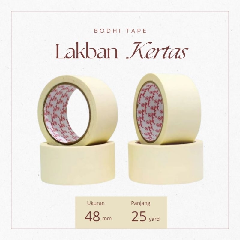 

0010 Lakban kertas_Bodhi tape ukuran 48MM/ 25 yard